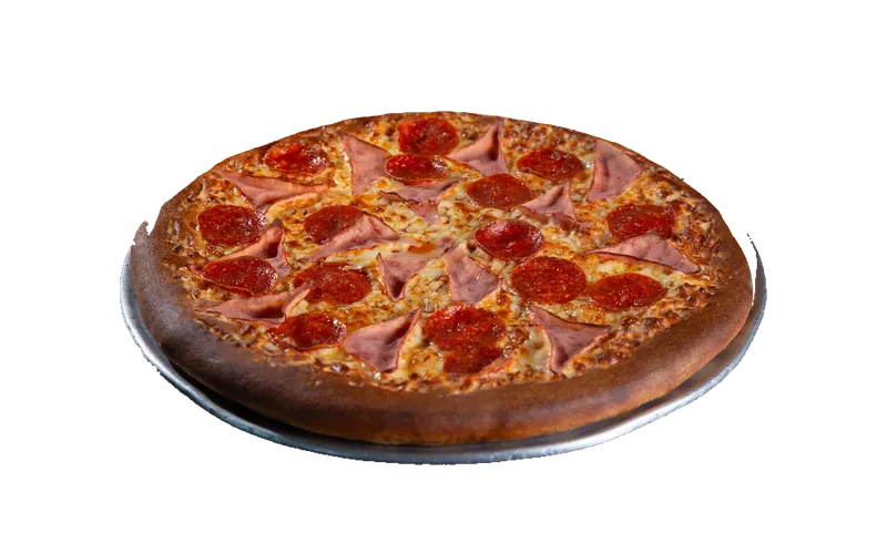 Pizza de pepperoni con jamón