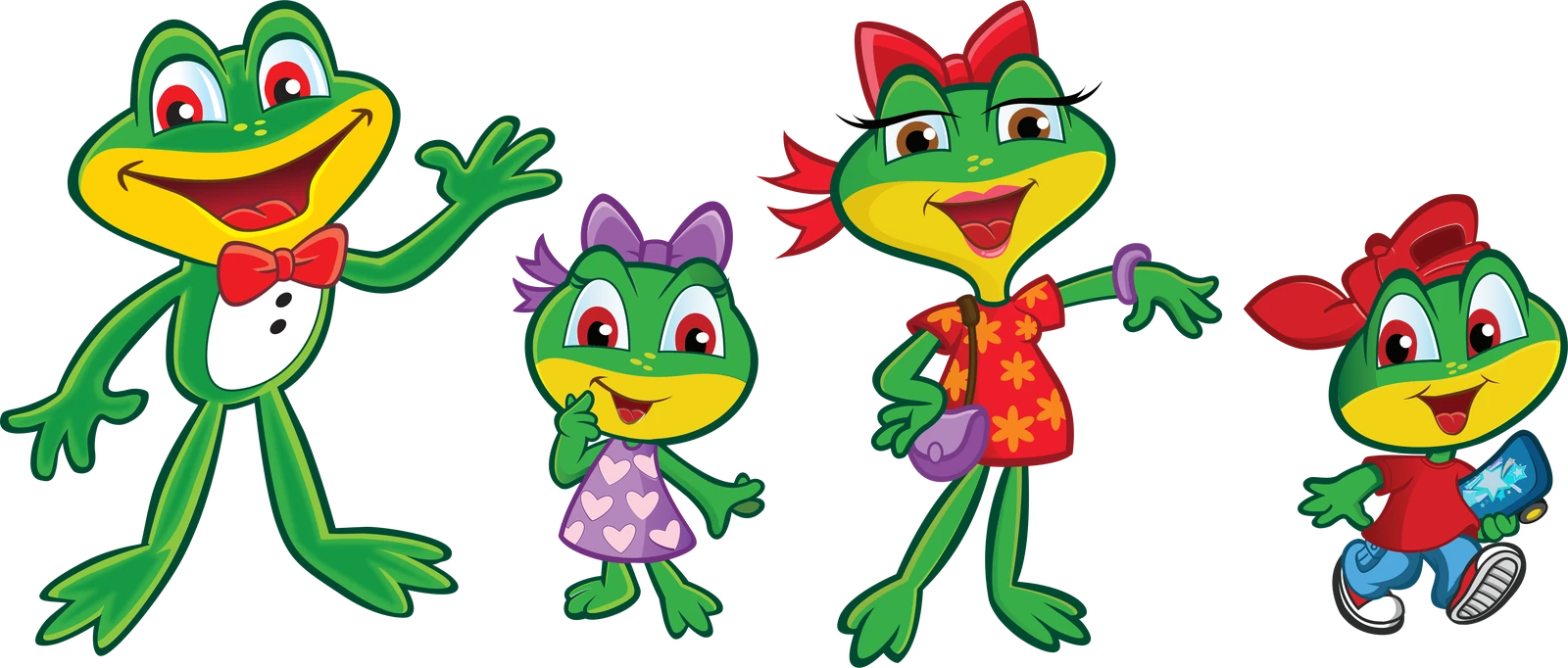 La familia de ranas Nàvola: papá, mamá, niña y niño